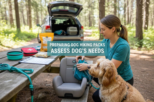 preparing dog hiking packs