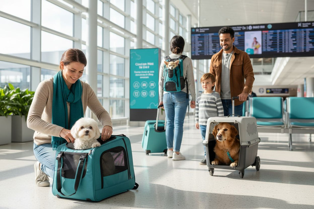 dog travel carriers, airport travel, pet safety