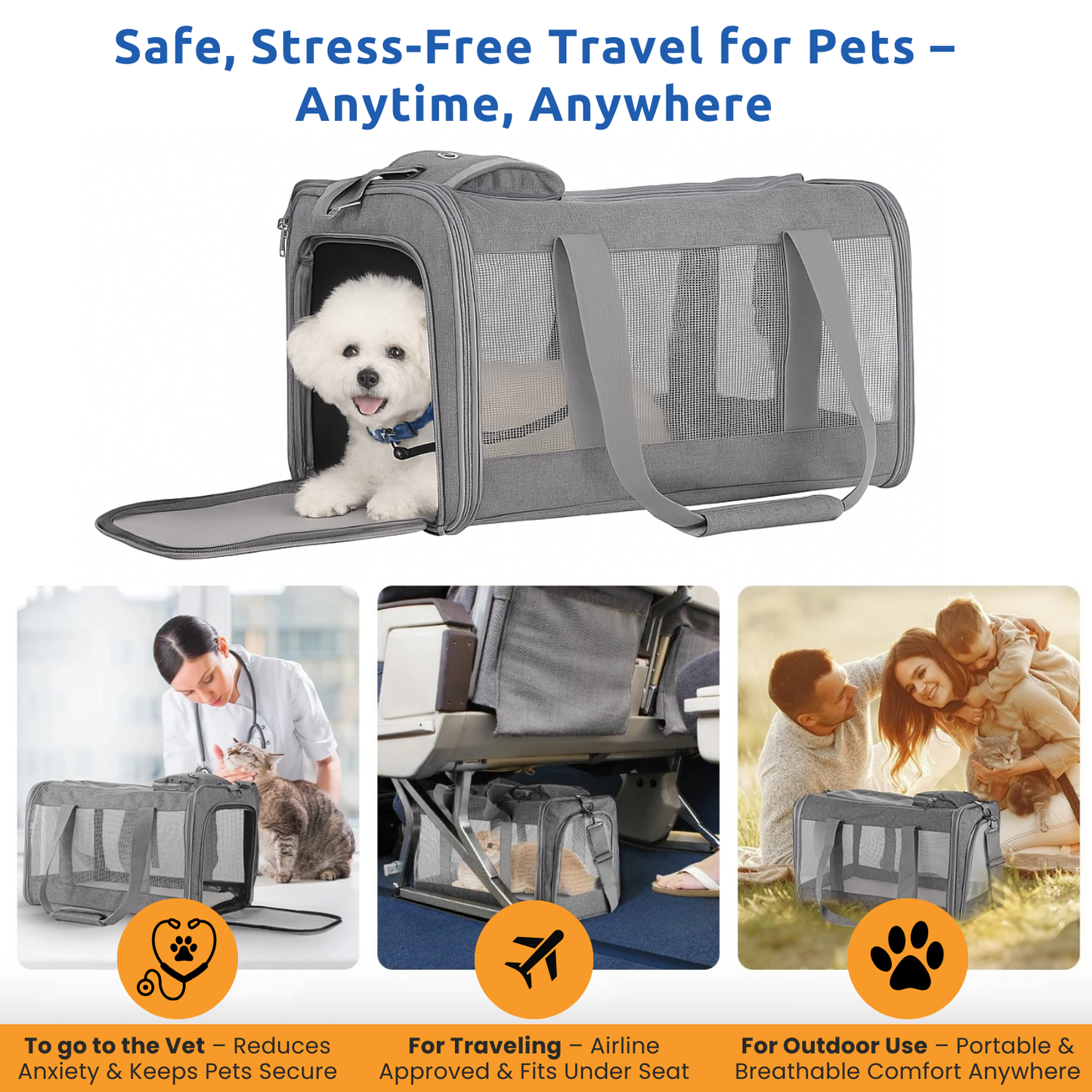 Airline-approved Pet carrier for Dogs and Cats