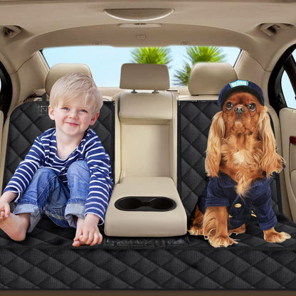 Dog Car Seat Cover, Back Seat Cover for Dogs Pet Car Seat Protector Waterproof Bench Car Seat Cover, Non-Slip Reat Seat Cover Fits Middle Armrest for Most Cars Trucks Suvs - Black