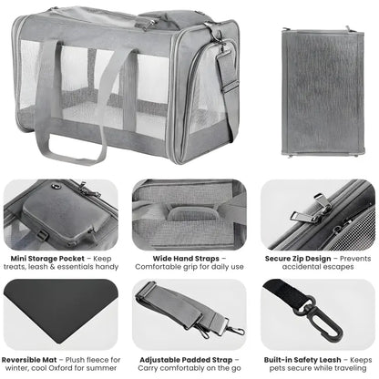  Airline-approved Pet carrier for Dogs and Cats 