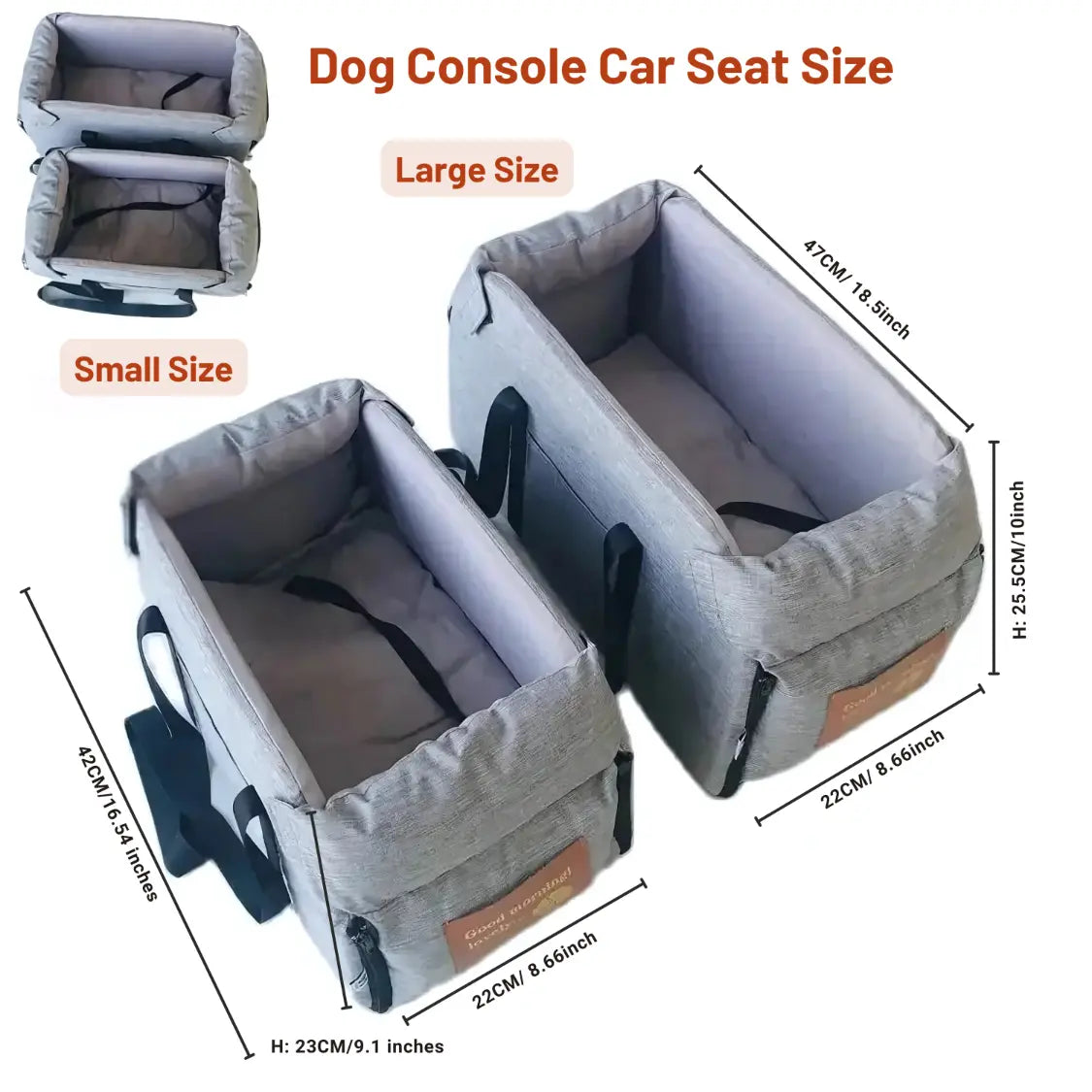 Center Console Dog Car Seat – Portable Travel Bed for Small Dogs, Washable & Safe