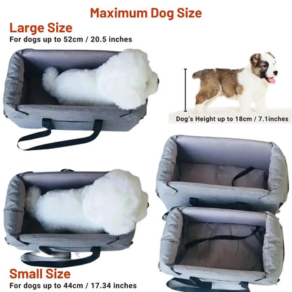 Center Console Dog Car Seat – Portable Travel Bed for Small Dogs, Washable & Safe