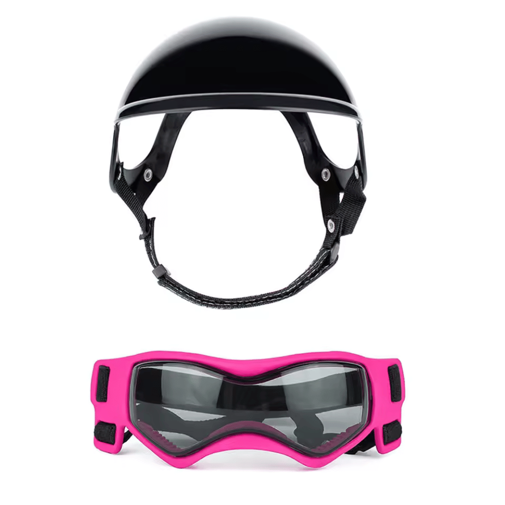 Protective Dog Helmet & Goggles Set for Safe Outdoor Adventures - Yappyboo 