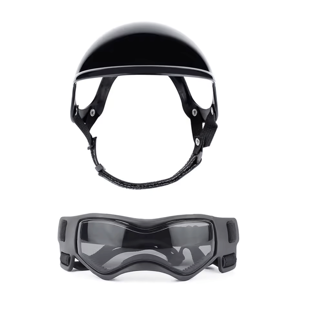 Protective Dog Helmet & Goggles Set for Safe Outdoor Adventures - Yappyboo 