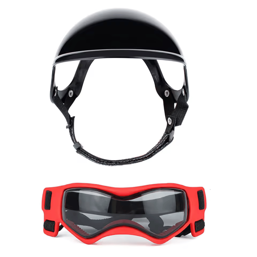 Protective Dog Helmet & Goggles Set for Safe Outdoor Adventures - Yappyboo 