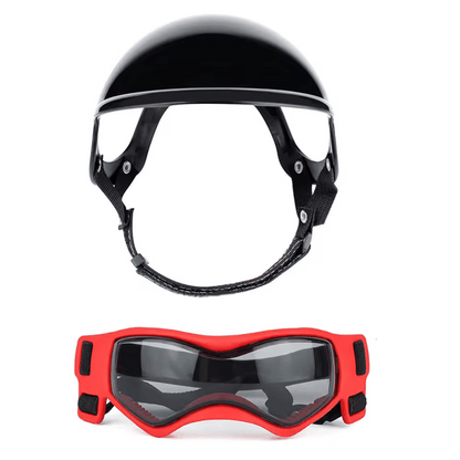 Protective Dog Helmet & Goggles Set for Safe Outdoor Adventures - Yappyboo 