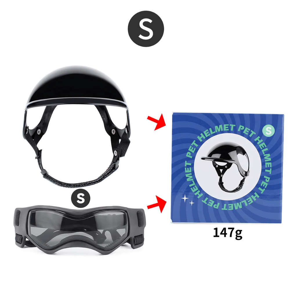 Protective Dog Helmet & Goggles Set for Safe Outdoor Adventures - Yappyboo 