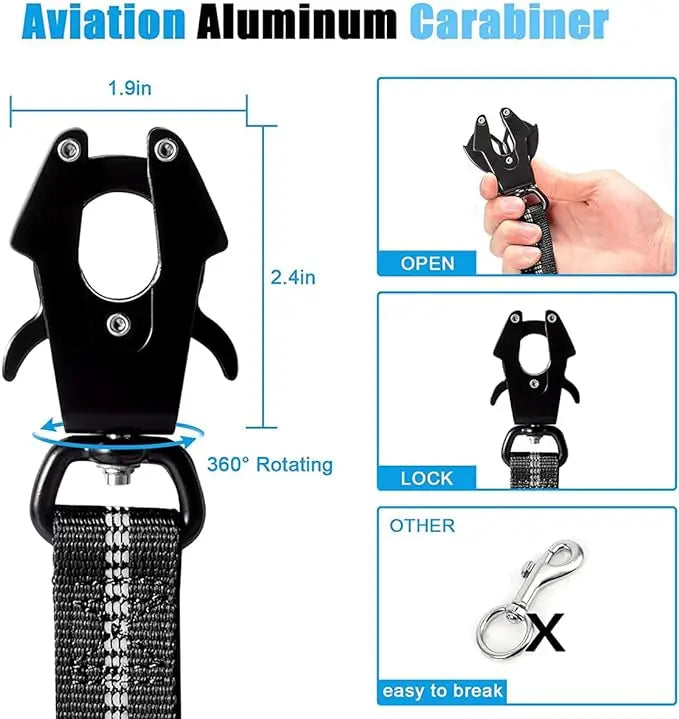 Shock Absorbing Pet Leashes with Car Seatbelt