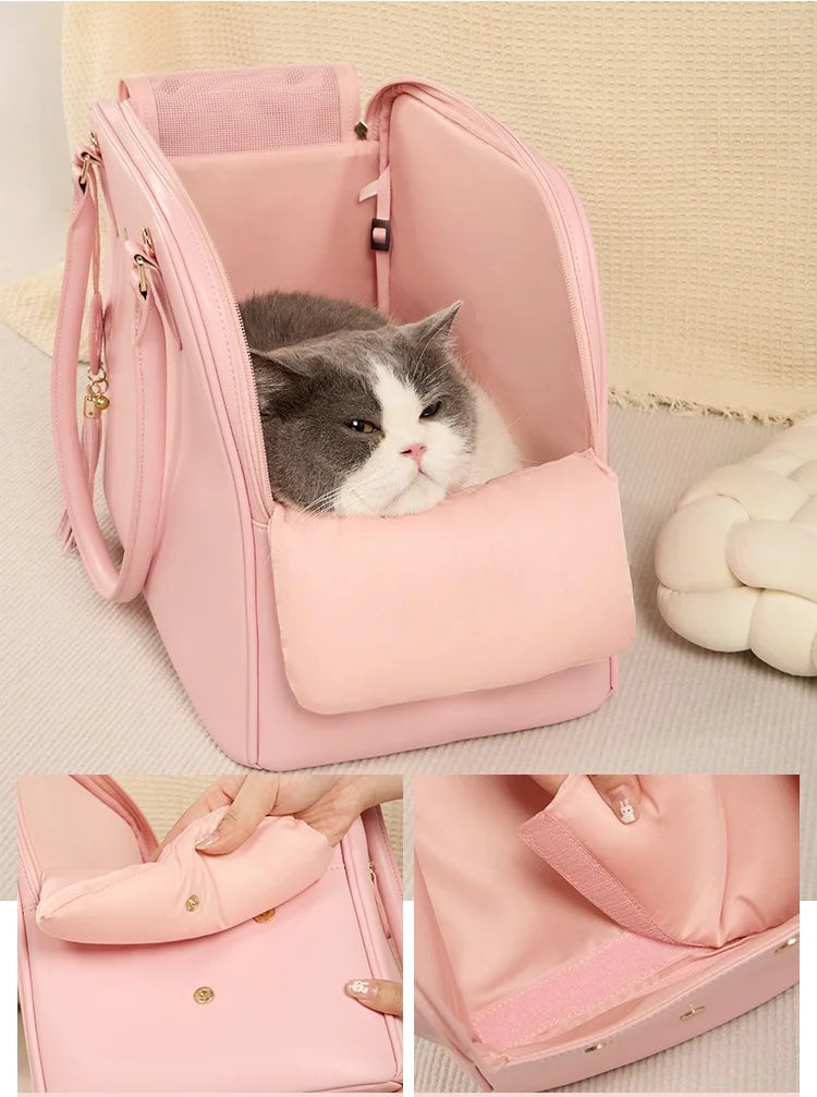 Chic Leather Pet Travel Bag