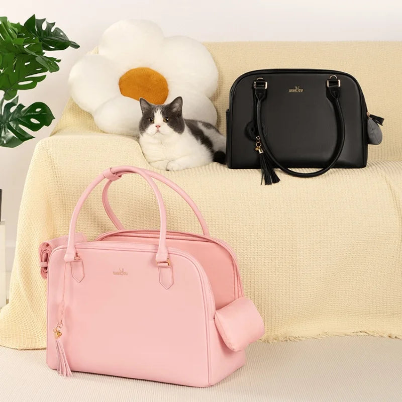 Chic Leather Pet Travel Bag