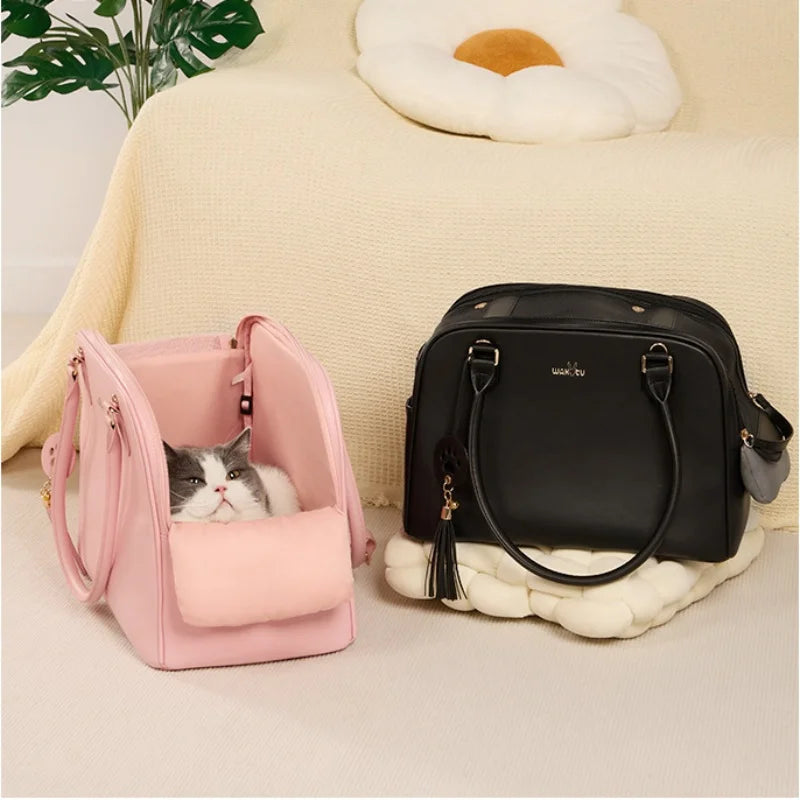 Chic Leather Pet Travel Bag