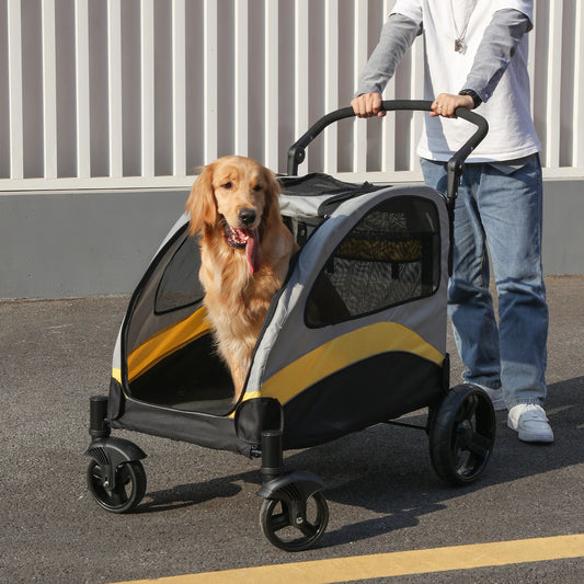 Portable Dog Stroller 4 Wheels for Large Dogs 
