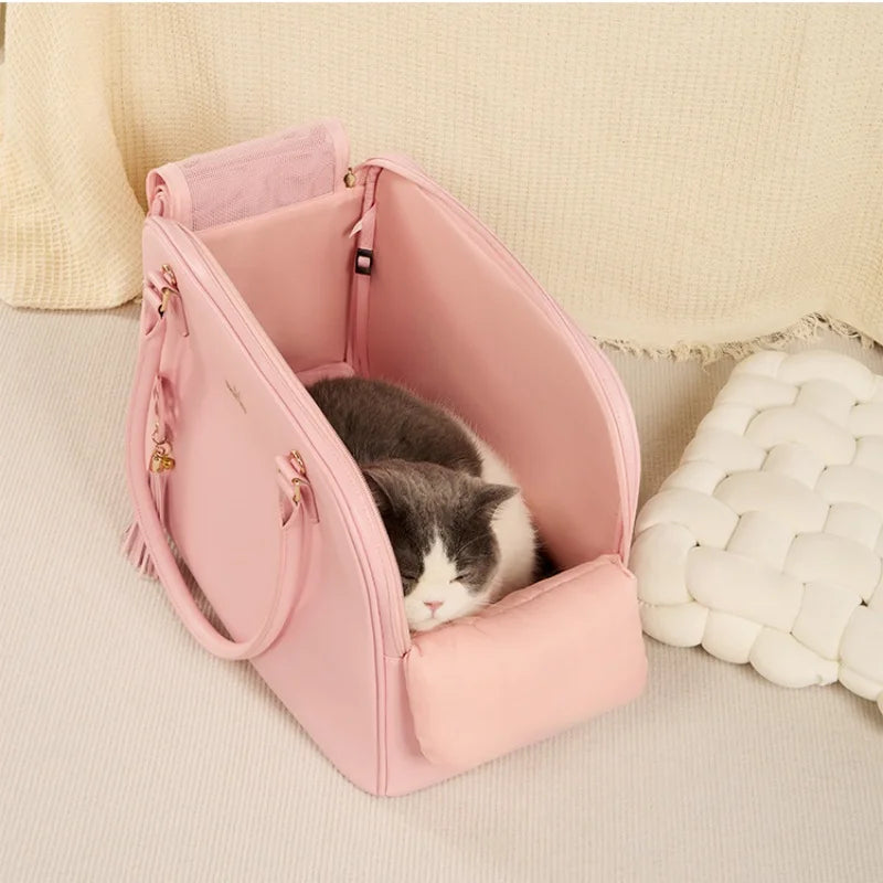 Chic Leather Pet Travel Bag