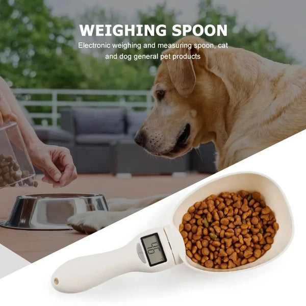 Báscula inteligente con cuchara para comida de mascotas